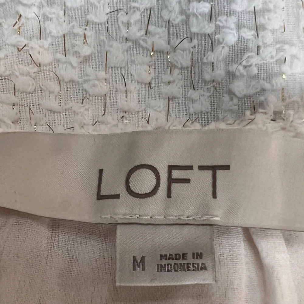 LOFT Ivory Ruffle Blouse - Picture 3 of 10